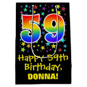 59誕生日:カラフルスターズパターン&レインボー59 ミディアムペーパーバッグ (裏面)