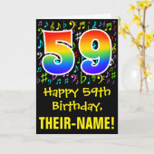 59誕生日:カラフル音楽シンボル+虹59 カード (黄色い花)