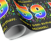 59誕生日:カラフル音楽シンボル、虹59 ラッピングペーパー (ロールコーナー)