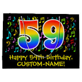 59誕生日-カラフル音楽シンボルRainbow 59 ラージペーパーバッグ (裏面)
