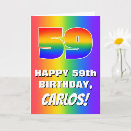 59誕生日: カラフル、おもしろいレインボーパターン# 59 カード