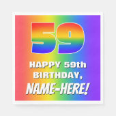 59誕生日: カラフル、おもしろいレインボーパターン# 59 スタンダードランチョンナプキン (正面)