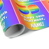 59誕生日: カラフル、おもしろいレインボーパターン# 59 ラッピングペーパー (ロールコーナー)