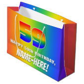 59誕生日: カラフル、おもしろいレインボーパターン# 59 ラージペーパーバッグ (正面アングル)