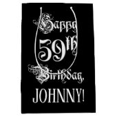 59誕生日:、ファンシースクリプエレガントト+名前をカスタムする ミディアムペーパーバッグ (正面)