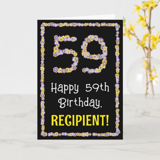 59誕生日:フローラ花数名前をカスタムする カード (黄色い花)