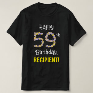 59誕生日:フローラ花数"59" +名前 Tシャツ