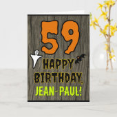 59誕生日:不気味ハロウィーンテーマ、名前をカスタムする カード (黄色い花)