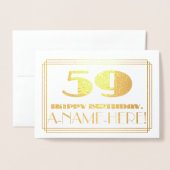 59誕生日、名前+アールデコインスパイア「59」を見る 箔カード (封筒付き正面)