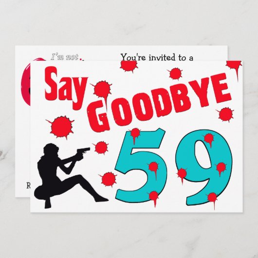 59 A第60の誕生祝いにさよならを言って下さい 招待状 (正面/裏面)