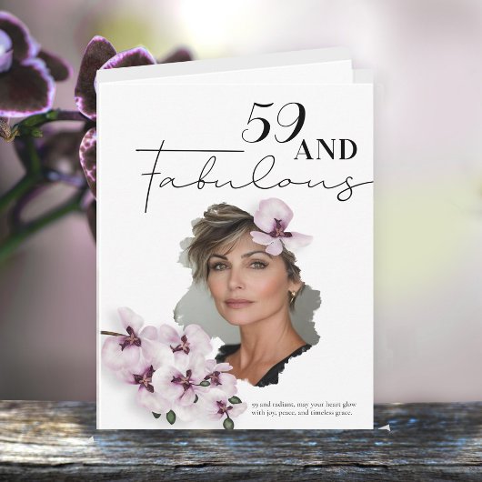 59 & Fabulous Orchid Photo Birthday Greeting Card カード