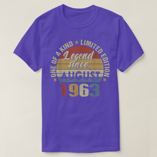 59 Years Old Gifts Legend Since August 1963th Birt Tシャツ (デザイン正面)