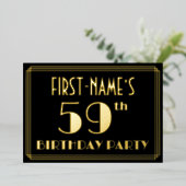 59th誕生日パーティー:アールデコ見る"59",名前と 箔招待状 (立ち正面)