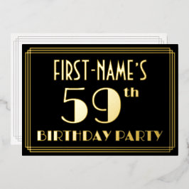 59th誕生日パーティー：アールデコ見る"59"，名前と 箔招待状