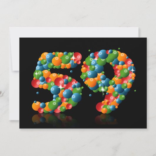 59th誕生日パーティー、泡とボール 招待状 (正面)