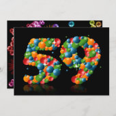 59th誕生日パーティー、泡とボール 招待状 (正面/裏面)