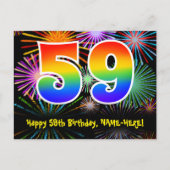 59th Birthday – Awesome Fireworks Display + Rainbo ポストカード (正面)