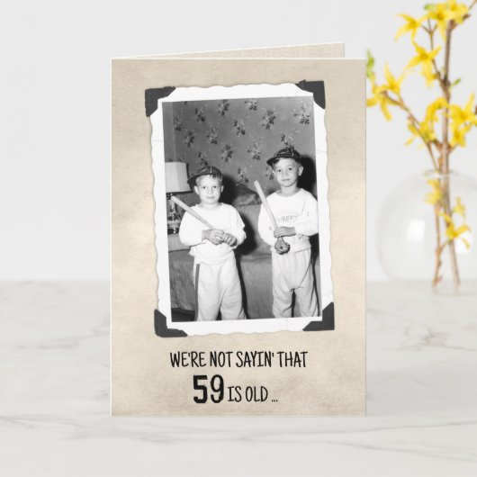 59th Birthday Humor Young Boys With Baseball Bats  カード (黄色い花)