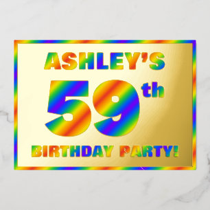 59th Birthday Party —おもしろい、レインボースペクトル「59」 箔招待状