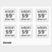 59th Birthday Party:アールデコスタイル+名前をカスタムする スクエアシール (シート)