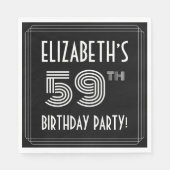 59th Birthday Party:アールデコスタイル+名前をカスタムする スタンダードランチョンナプキン (正面)