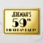 59th Birthday Party —アールデコ検索「59」 +名前 箔招待状 (正面)