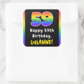 59th Birthday: Rainbow Spectrum # 59, Custom Name スクエアシール (バッグ)