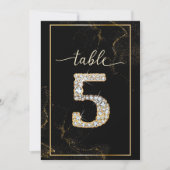 5 エレガント ダイヤモンド プリント テーブル ナンバー 招待状 (正面)