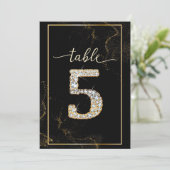 5 エレガント ダイヤモンド プリント テーブル ナンバー 招待状 (スタンド正面)