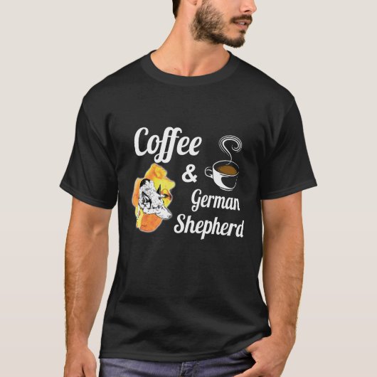 5 コーヒーとジャーマンシェパード Tシャツ (正面)