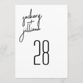 5 スタイリッシュ x 7名モダンの表結婚番号 招待状 (正面)