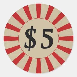 $5 （ドル）光沢のある価格ラベル ラウンドシール