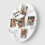 5 フォト モダン エレガント コラージュ ファミリー ラブ ラージ壁時計 (傾斜)