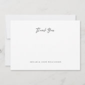 5 ミニマルフォトコラージュ白ブラシスクリプ結婚ト サンキューカード (裏面)