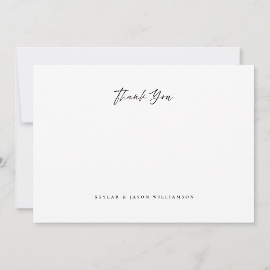 5 ミニマルフォトコラージュ白ブラシスクリプ結婚ト サンキューカード (裏面)