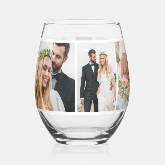 5 モダンフォトコラージュ結婚の形見 ステムなしワイングラス (正面)