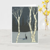 5"ルシアジョンソンの中ブランク著雪のx7"猫 カード (黄色い花)