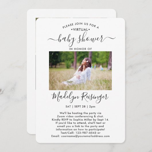 5 写真で仮想の長距離ベイビーシャワーを郵便で 招待状 (正面/裏面)