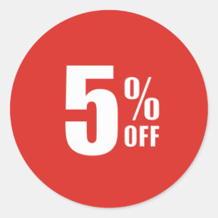 5%割引販売のステッカーを離れた5% ラウンドシール