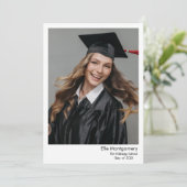 5 枚組 フォト ブラック&ホワイト 卒業おめでとうカード 招待状 (スタンド正面)
