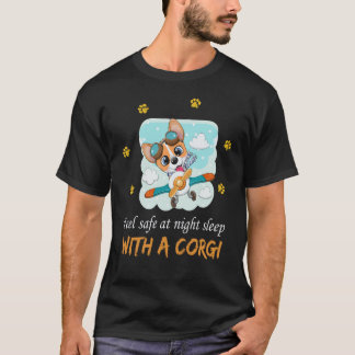 5 漫画のコーギー、飛行機に乗って飛んでいる ロイヤリティフリー Tシャツ