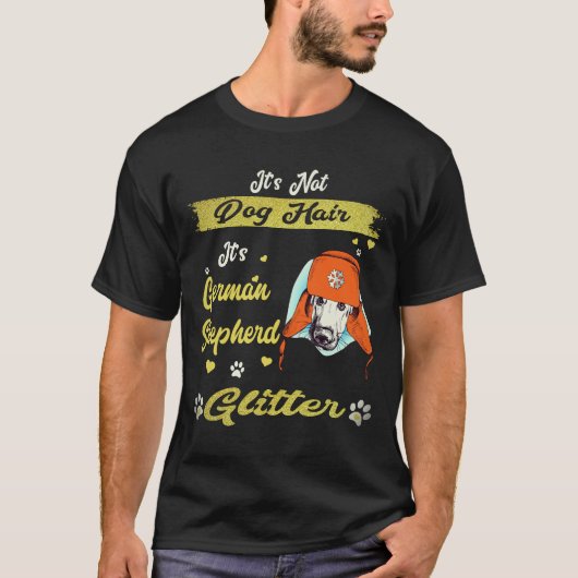 5 犬の毛じゃないよ ジャーマンシェパード ラメ G Tシャツ (正面)