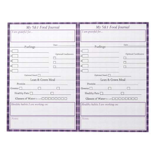 5 - 1 Food Journal Pagesメモ帳 ノートパッド (正面)