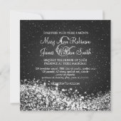 5.25インチエレガントなウェディングきらめくウェーブブラック 招待状 (裏面)