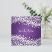 5.25インチエレガントウェディングウェきらめくーブ紫 招待状 (スタンド正面)