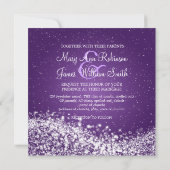 5.25インチエレガントウェディングウェきらめくーブ紫 招待状 (裏面)
