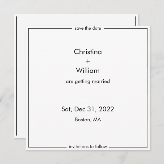 5.25 x 5.25平方ウェディング日付を保存 セーブザデート (正面/裏面)