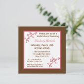 5.25x5.25ブラウンさくらんぼツリーブライダルシャワー招待状 招待状 (スタンド正面)