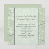 5.25x5.25 抽象 パステル ライム グレー 葉 枝 招待状 (正面/裏面)