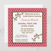 5.25x5.25 Brnのピンクの水玉模様のブライダルシャワーの招待 招待状 (正面/裏面)